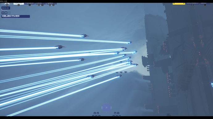 homeworld 3 screenshot, showing a collection of small ships with prominent trails behind them